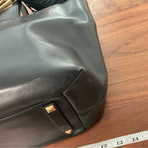 Black Leather Bag with Gold Accent - Brian Atwood - Picture 8 of 9